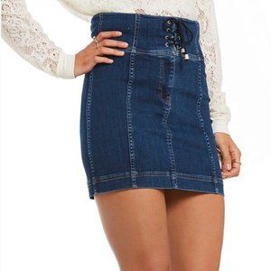 free people denim lace up skirt